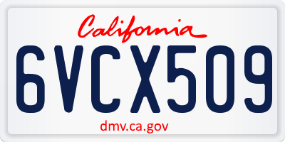 CA license plate 6VCX509