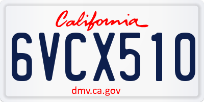 CA license plate 6VCX510