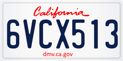 CA license plate 6VCX513