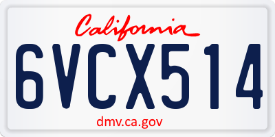 CA license plate 6VCX514