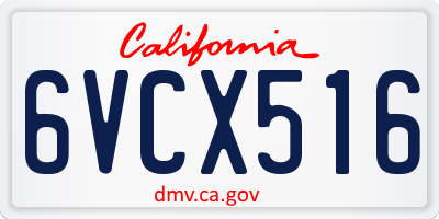 CA license plate 6VCX516