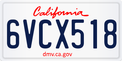 CA license plate 6VCX518