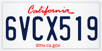 CA license plate 6VCX519