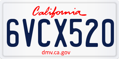 CA license plate 6VCX520