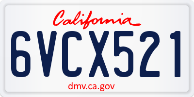 CA license plate 6VCX521