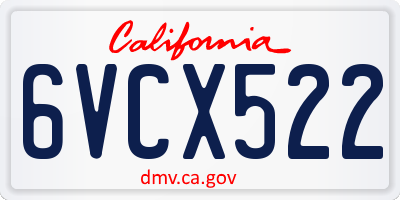 CA license plate 6VCX522