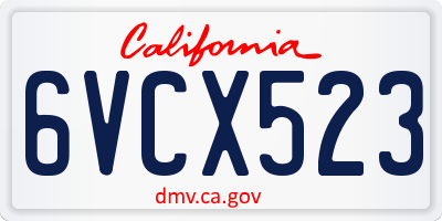 CA license plate 6VCX523