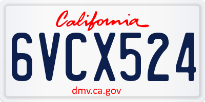 CA license plate 6VCX524