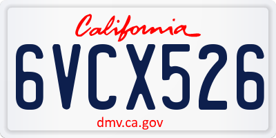 CA license plate 6VCX526