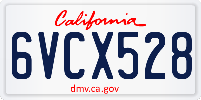 CA license plate 6VCX528