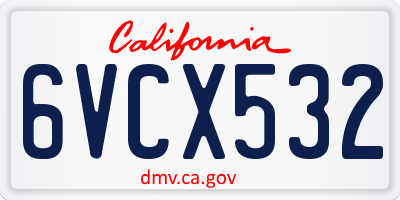 CA license plate 6VCX532