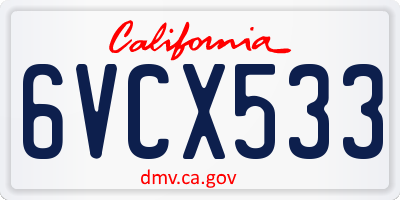 CA license plate 6VCX533