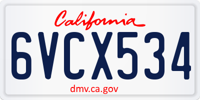 CA license plate 6VCX534