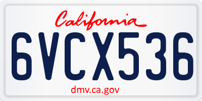CA license plate 6VCX536