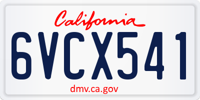 CA license plate 6VCX541