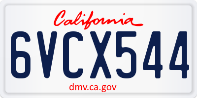 CA license plate 6VCX544