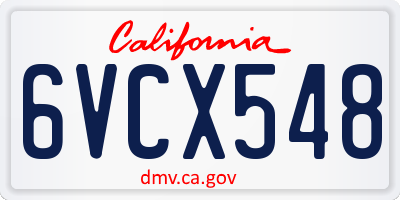 CA license plate 6VCX548