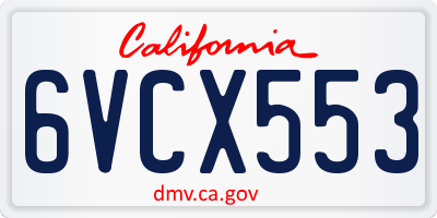 CA license plate 6VCX553