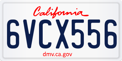 CA license plate 6VCX556