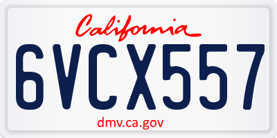 CA license plate 6VCX557
