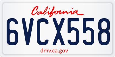 CA license plate 6VCX558