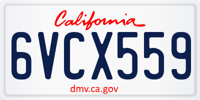 CA license plate 6VCX559