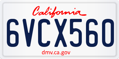 CA license plate 6VCX560
