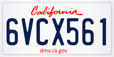 CA license plate 6VCX561