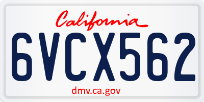 CA license plate 6VCX562
