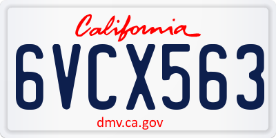 CA license plate 6VCX563