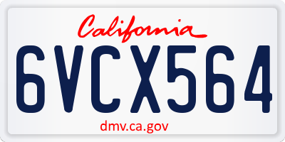 CA license plate 6VCX564