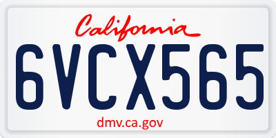 CA license plate 6VCX565