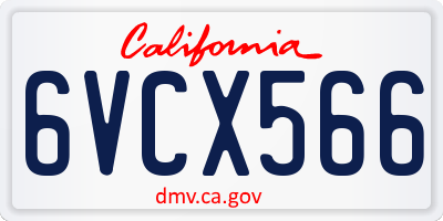 CA license plate 6VCX566