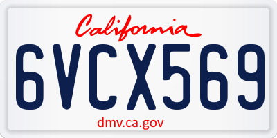 CA license plate 6VCX569