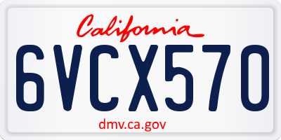 CA license plate 6VCX570