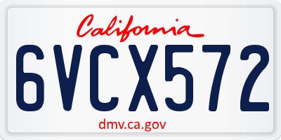 CA license plate 6VCX572