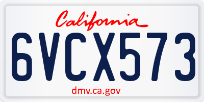 CA license plate 6VCX573