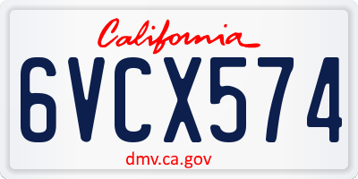 CA license plate 6VCX574