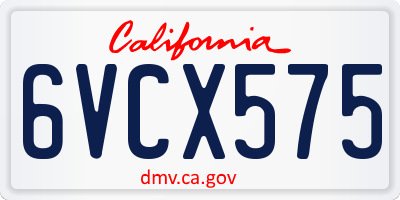 CA license plate 6VCX575
