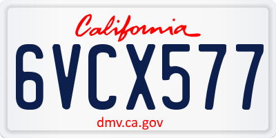 CA license plate 6VCX577