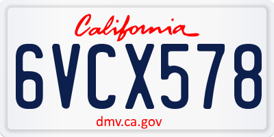 CA license plate 6VCX578