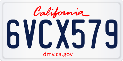 CA license plate 6VCX579