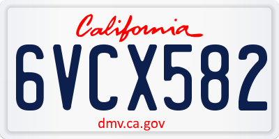 CA license plate 6VCX582
