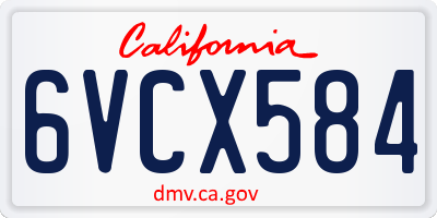 CA license plate 6VCX584