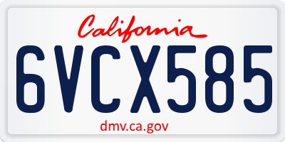 CA license plate 6VCX585