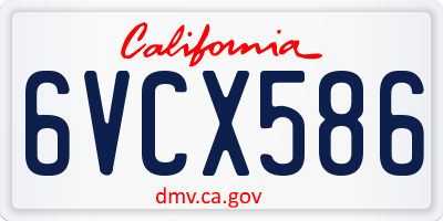 CA license plate 6VCX586