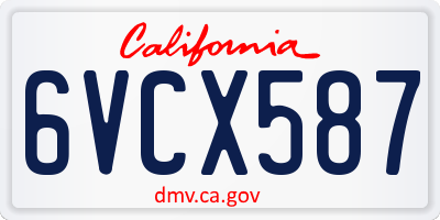 CA license plate 6VCX587