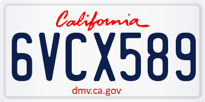 CA license plate 6VCX589