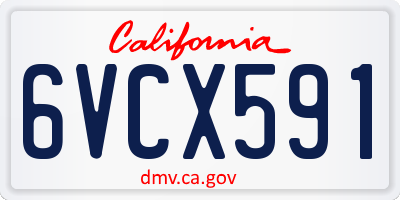 CA license plate 6VCX591