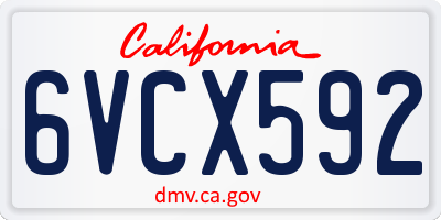 CA license plate 6VCX592
